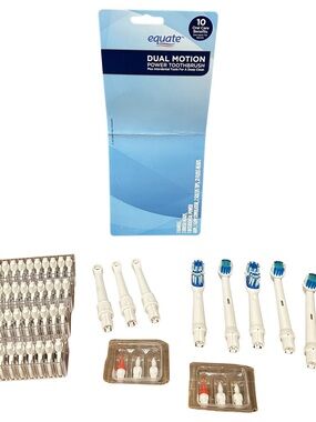 NEW Equate Dual Power Toothbrush Attachments Floss Brush Dental Oral Care Kit